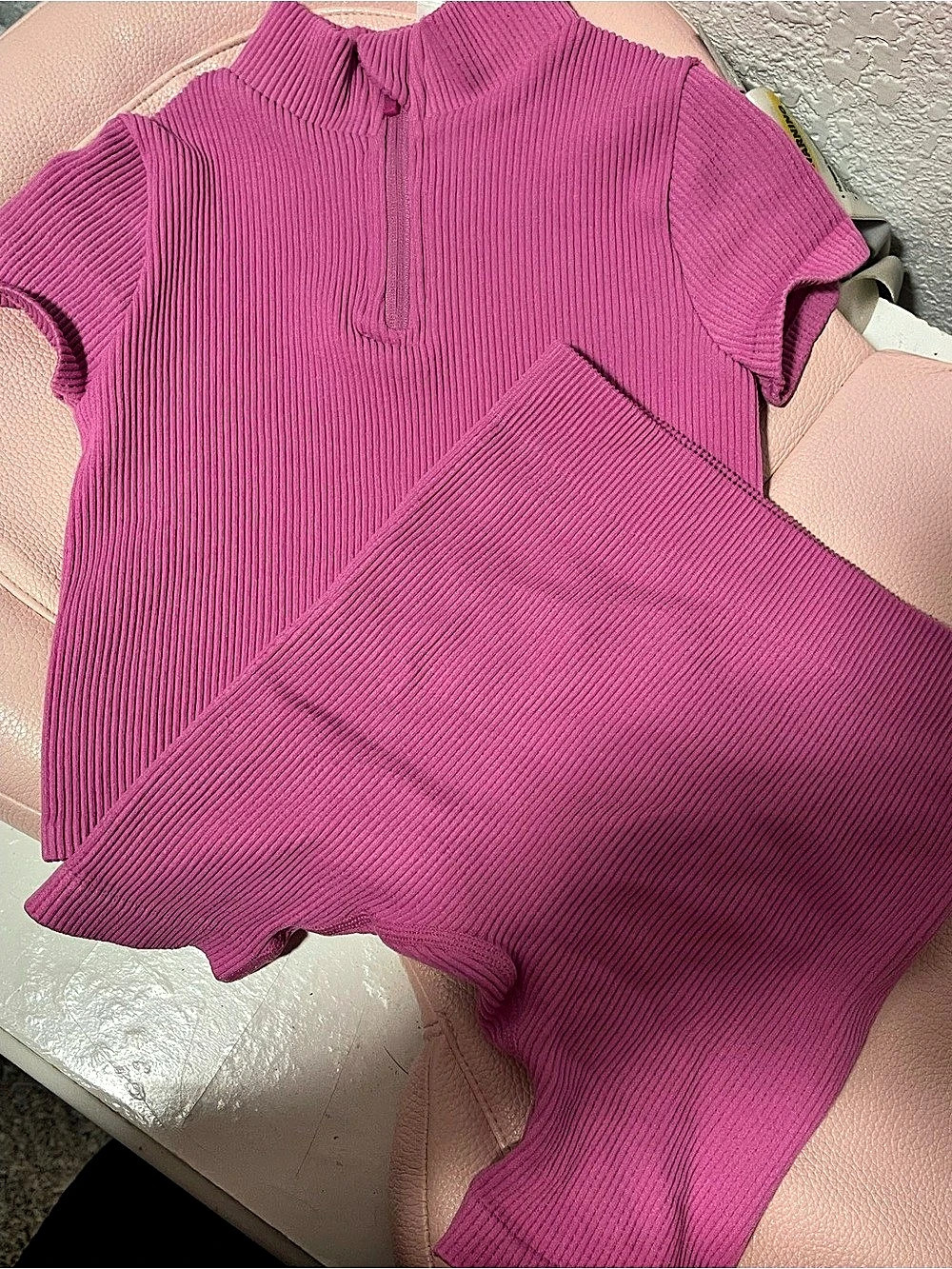 90 Degree by Reflex Rib Seamless Nova Half Zip Shorts Set Girls 24M Like New